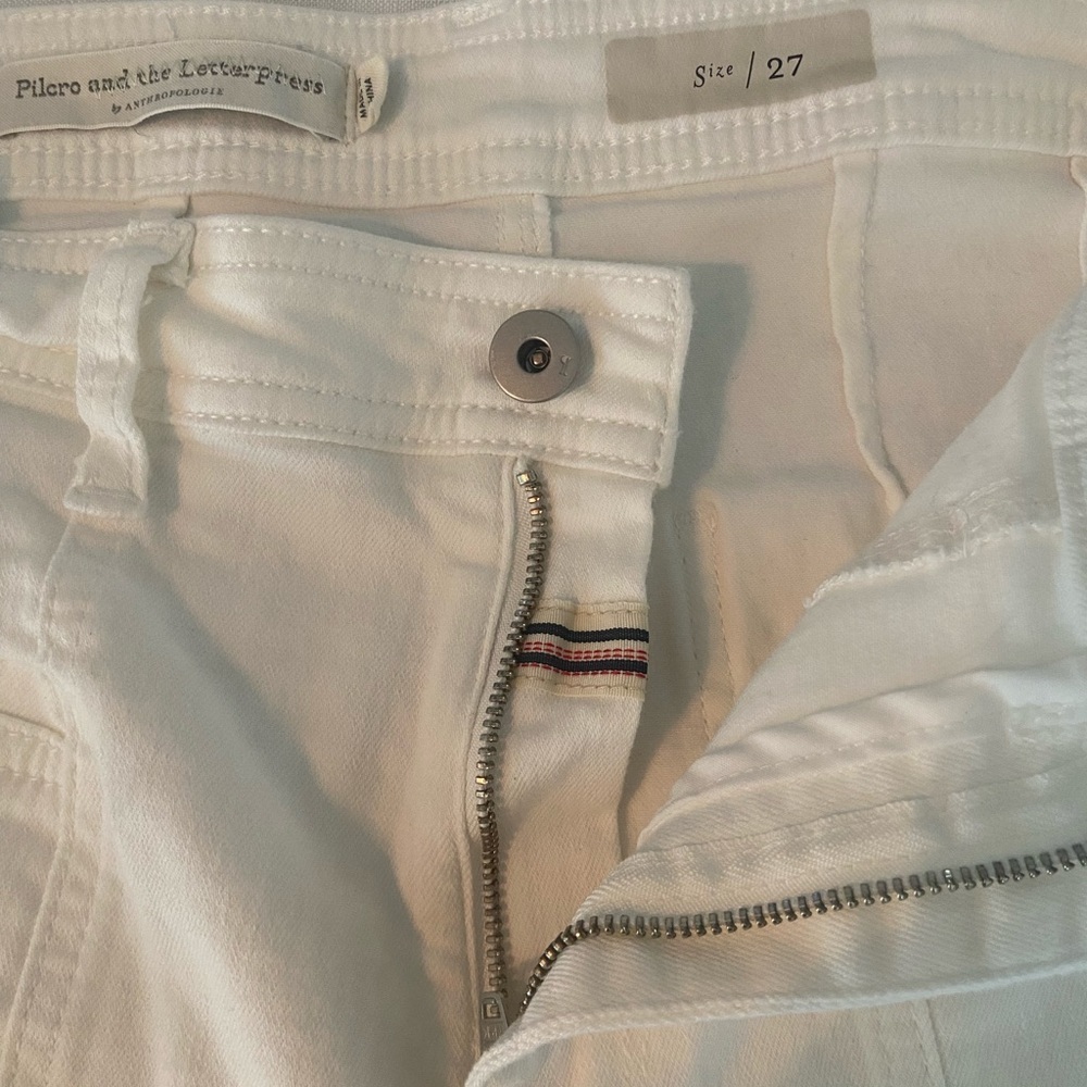 Pilcro and the Letterpress Slim White womens Jeans with Subtle Stripe Tape